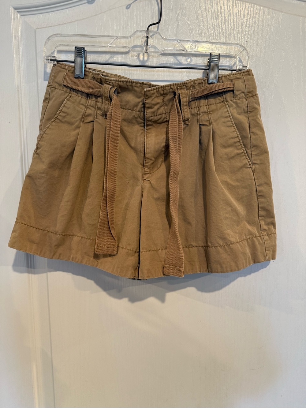 Old Navy y2k 2007 camel Chino Classic Waist Tie w pleats sz 0